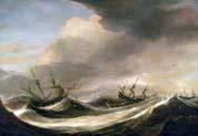 ships in a heavy sea running before a storm